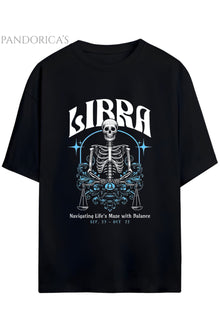 Gothic Zodyak Tasarım Serisi Libra (Terazi Burcu) Yazılı Baskılı Pamuklu Unisex Tişört