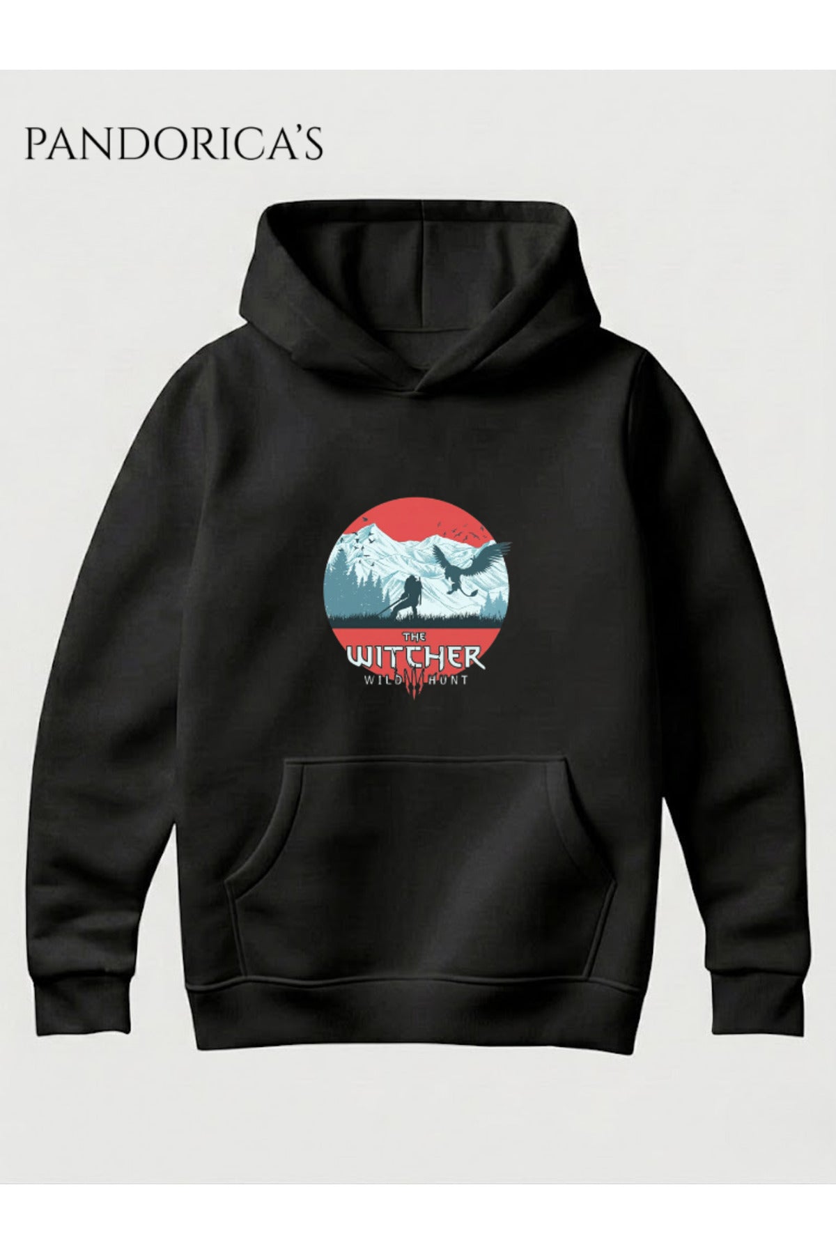 The Witcher Wild Hunt Tasarımı Yazılı Baskılı Unisex Kapüşonlu Pamuklu Gamer Sweatshirt Hoodie