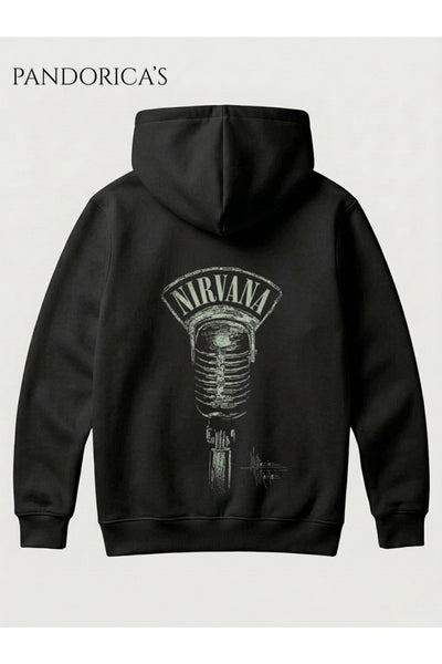 NIRVANA Tasarımı Yazılı SIRT Baskılı Unisex Kapüşonlu Pamuklu Sweatshirt Kanguru Cep Hoodie