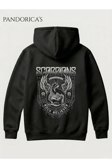 SCORPIONS Tasarımı Yazılı SIRT Baskılı Unisex Kapüşonlu Pamuklu Kanguru Cepli Sweatshirt Hoodie