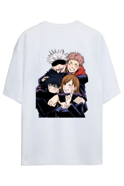 Jujutsu Kaisen Anime Serisi Sırt ve Ön Baskılı Yazılı Pamuklu Unisex Tişört