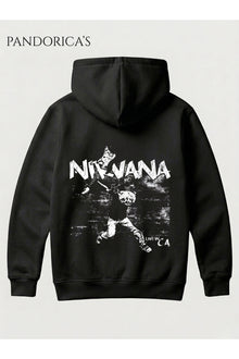 NIRVANA KURT COBAIN Tasarımı Yazılı SIRT Baskılı Unisex Kapüşonlu Pamuklu Sweatshirt Kanguru Cep Hoodie