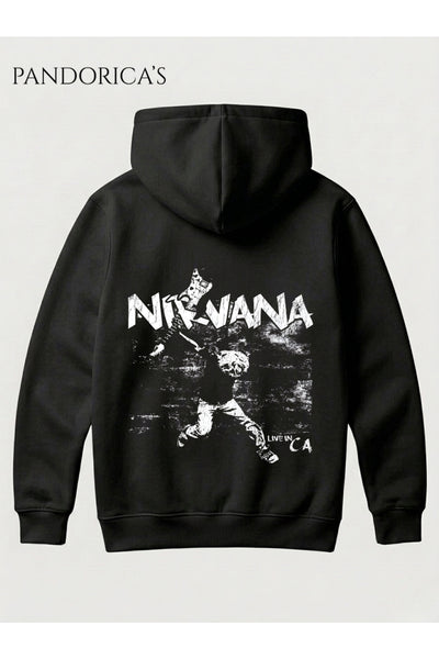 NIRVANA KURT COBAIN Tasarımı Yazılı SIRT Baskılı Unisex Kapüşonlu Pamuklu Sweatshirt Kanguru Cep Hoodie