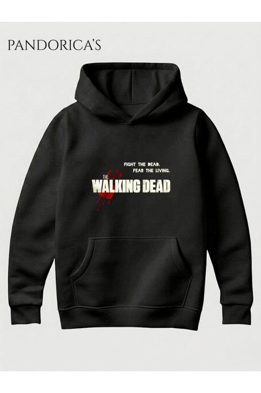 THE WALKING DEAD Tasarımı Yazılı Baskılı %100 Pamuk 3 İplik Kışlık Kapüşonlu Kanguru Cepli Basic Sweatshirt (Hoodie)