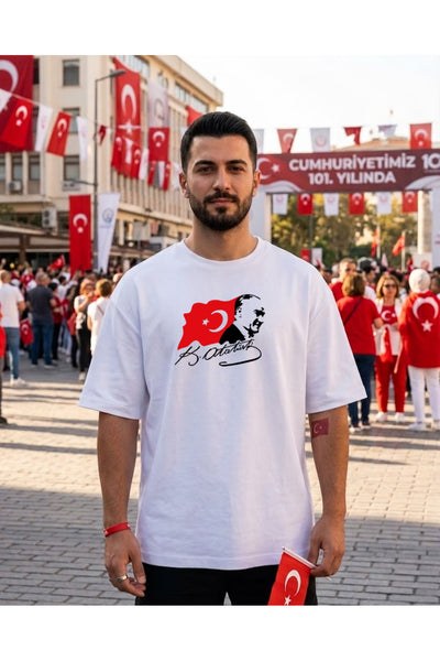 Pandorica's Mustafa Kemal ATATÜRK Tasarımı İmzalı Baskılı Unisex Pamuklu T-shirt