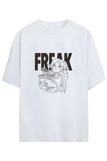 Frieren: Beyond Journey's End (Sousou no Frieren) "THE FREAK" Yazılı Chest Baskılı Pamuklu Unisex Tişört