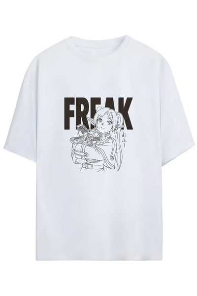 Frieren: Beyond Journey's End (Sousou no Frieren) "THE FREAK" Yazılı Chest Baskılı Pamuklu Unisex Tişört