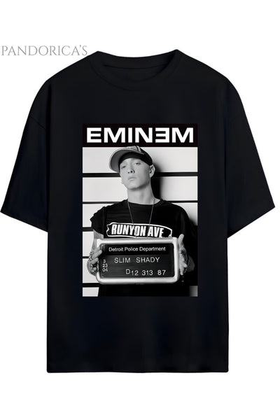 EMINEM SLIM SHADY MUGSHOT BASKILI YAZILI PAMUKLU UNISEX TİŞÖRT