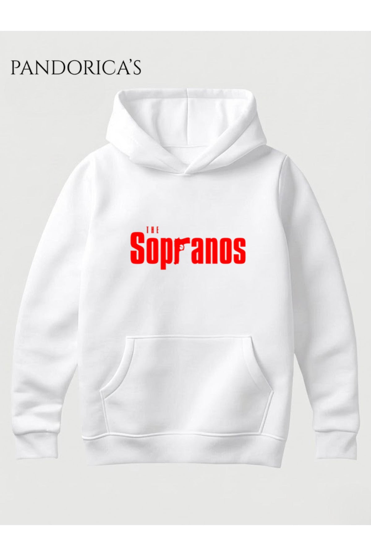 Beyaz The Sopranos Tasarımı Yazılı Baskılı Unisex Kapüşonlu Pamuklu Sweatshirt Hoodie - 42