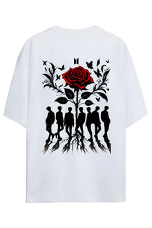 BTS K-Pop "BTS ARMY" Sırt Ve Göğüs Baskılı Yazılı Relaxed Kalıp Pamuklu Unisex T-shirt