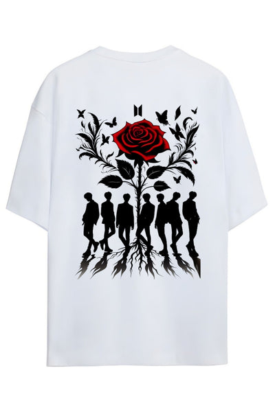 BTS K-Pop "BTS ARMY" Sırt Ve Göğüs Baskılı Yazılı Relaxed Kalıp Pamuklu Unisex T-shirt