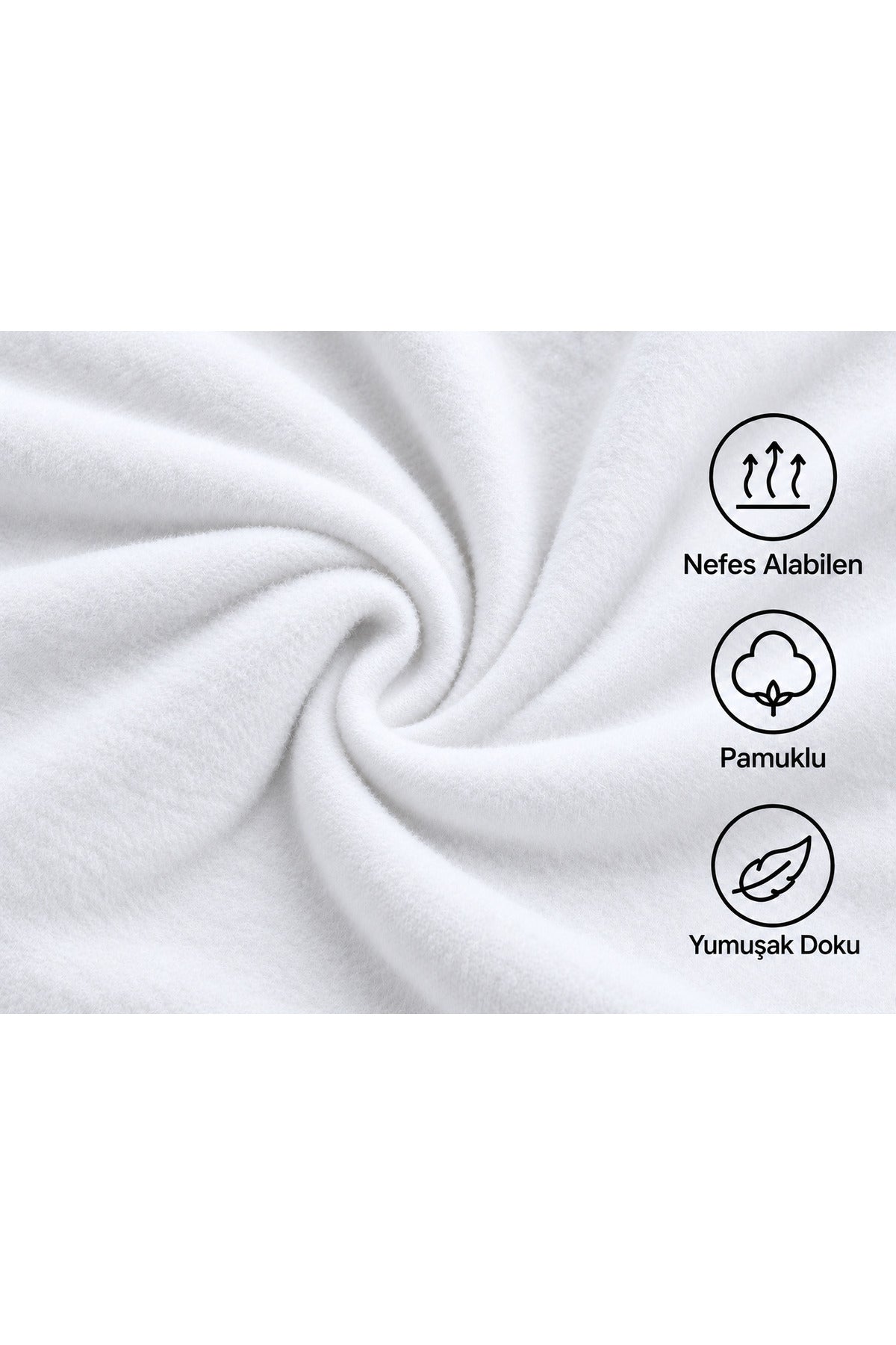 Beyaz Unisex Düz Baskısız Bisiklet Yaka 3 İplik Şardonlu Pamuklu Relaxed Sweatshirt Kışlık