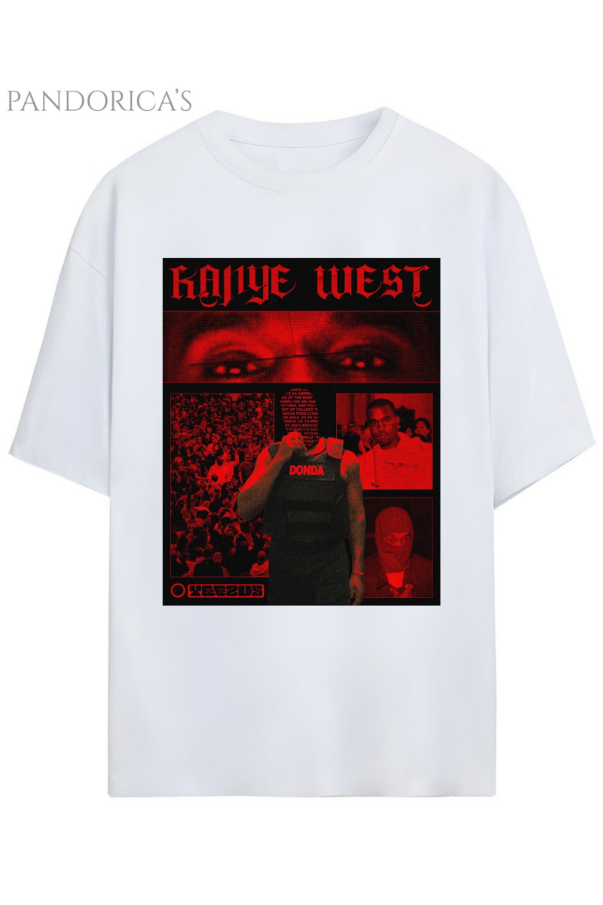 Beyaz Pandorica's Kanye West Tasarımı Baskılı Yazılı Unisex Pamuklu T-Shirt - 57