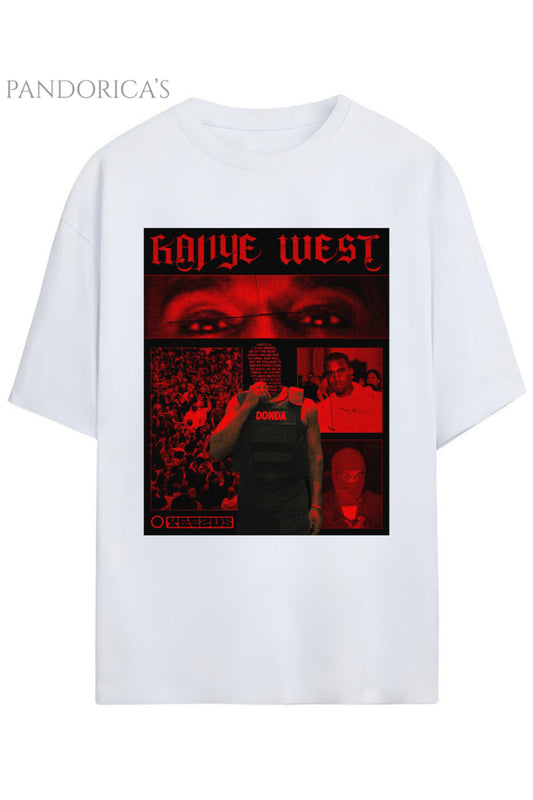 Pandorica's Kanye West Tasarımı Baskılı Yazılı Unisex Pamuklu T-shirt