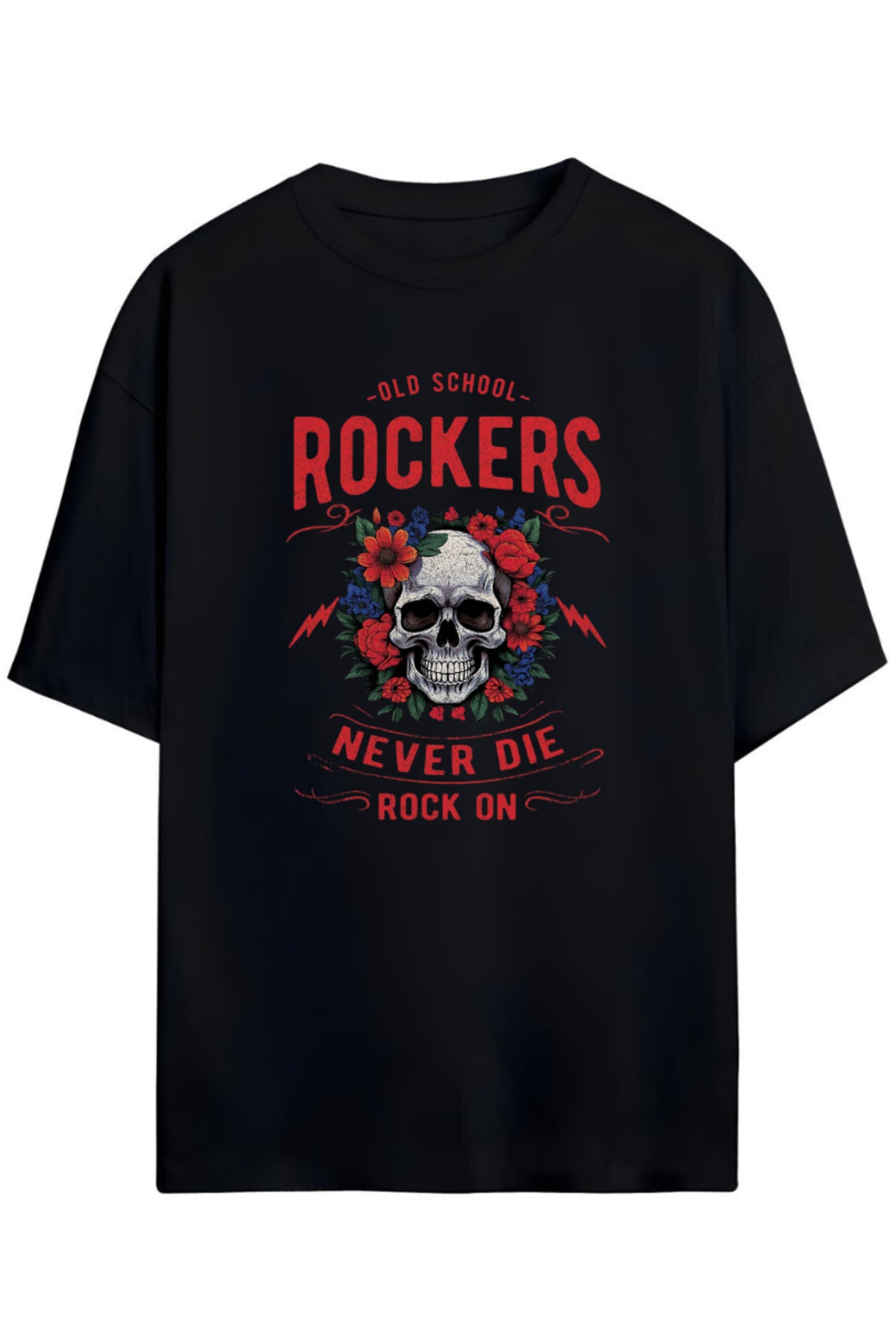 Rock Tasarımı Unisex Pamuklu T-Shirt