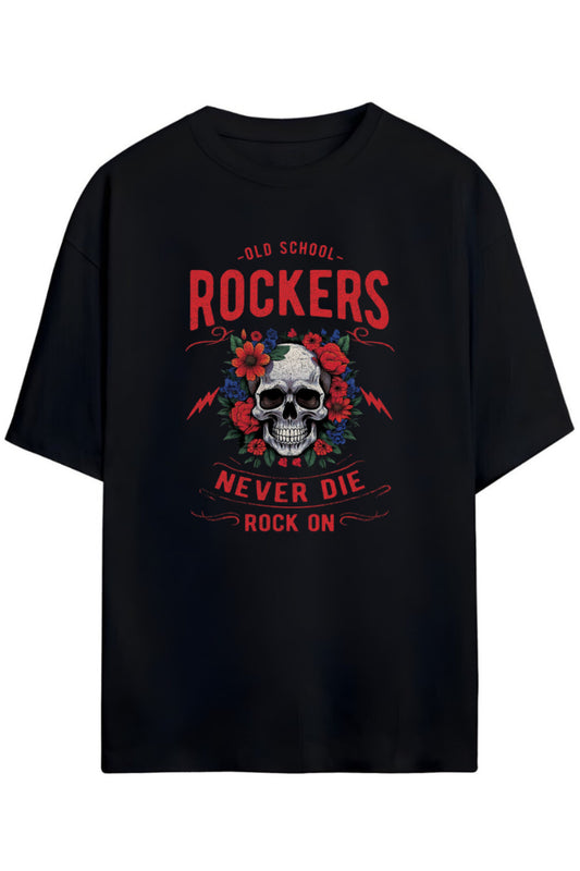 Rock Tasarımı Unisex Pamuklu T-shirt