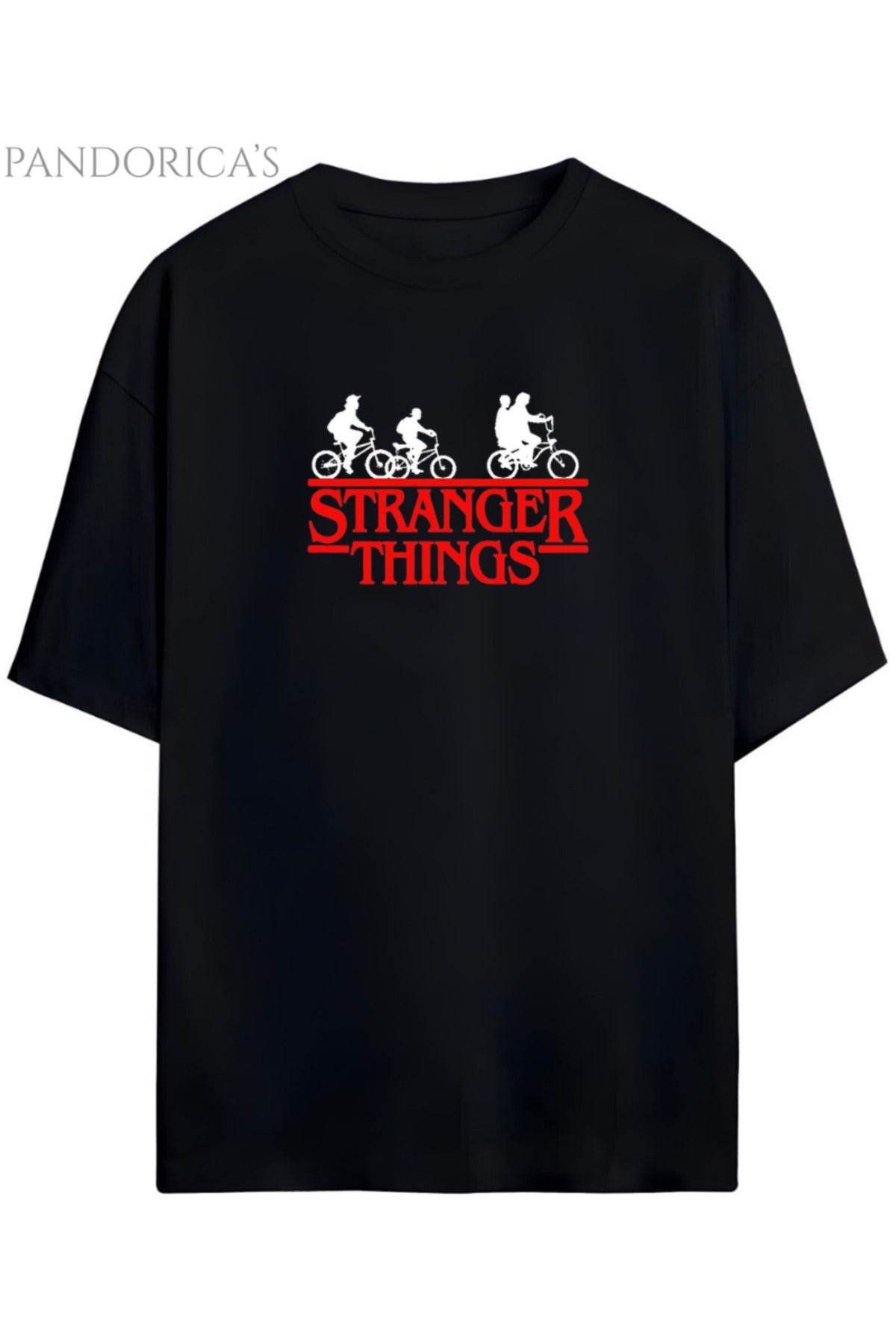 Siyah Pandorica's Stranger Things Tasarımı Unisex Pamuklu T-Shirt - 43