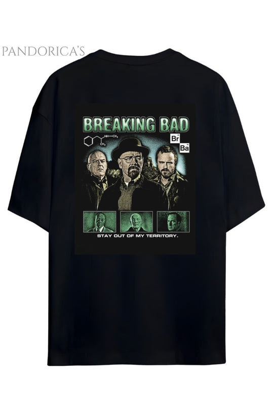 Pandorica's Breaking Bad Tasarımı Ön ve Sırt Baskılı Unisex Pamuklu T-shirt