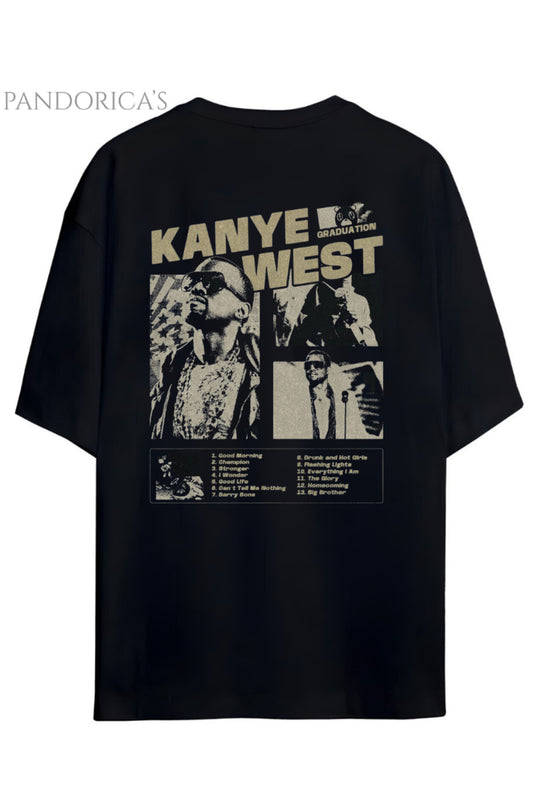 Pandorica's Kanye West Tasarımı Sırt Baskılı Unisex Pamuklu T-shirt