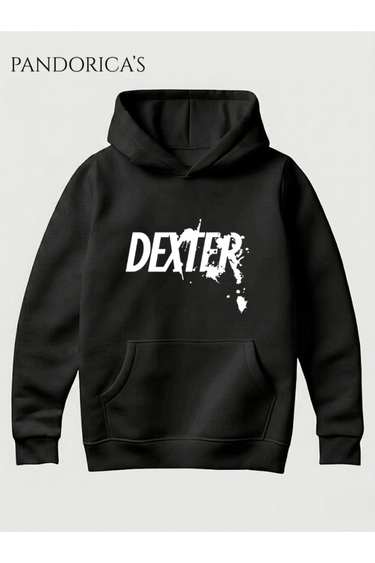 Siyah Dexter Tasarımı Yazılı Baskılı Unisex Kapüşonlu Pamuklu Sweatshirt Hoodie - 15