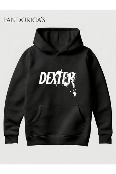 DEXTER Tasarımı Yazılı Baskılı Unisex Kapüşonlu Pamuklu Sweatshirt Hoodie