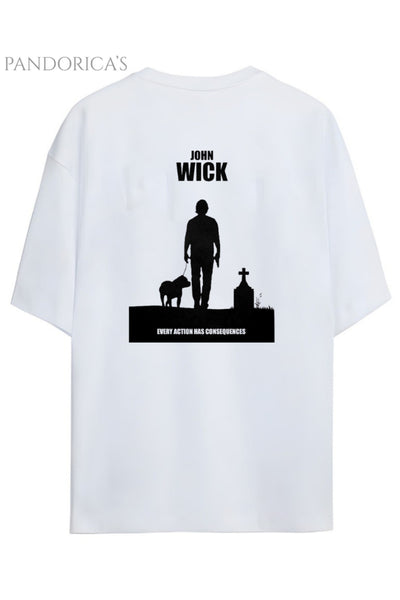 Pandorica's John Wick Tasarimi Sırt Baskılı Unisex Pamuklu T-shirt