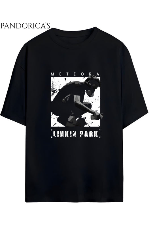 Linkin Park "METEORA" Albüm Tasarimi Yazılı Baskılı Unisex Relaxed Kalıp Pamuklu Tişört