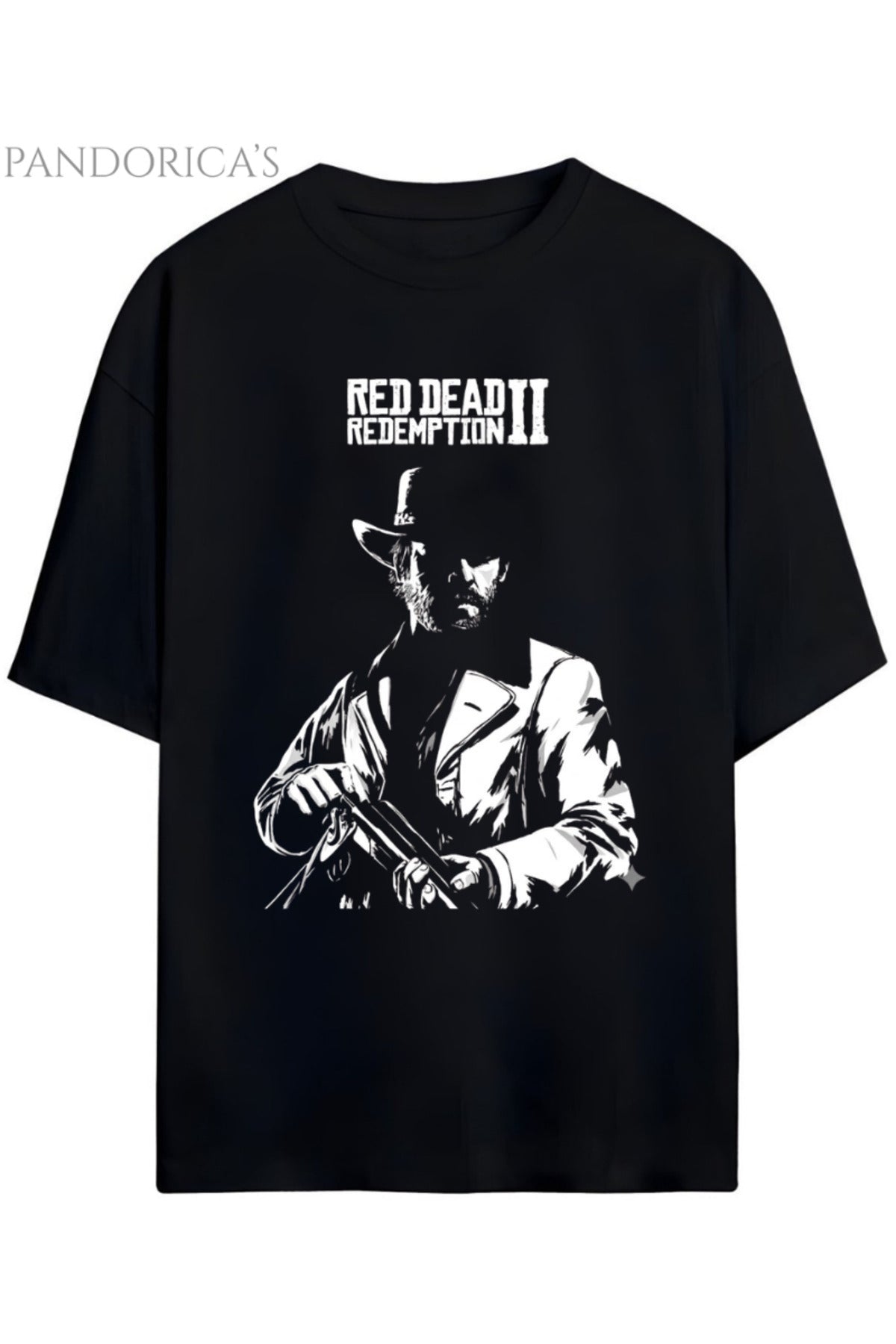 Siyah Pandorica's Red Dead Redemption Arthur Morgan Tasarımı Baskılı Yazılı Unisex Pamuklu T-Shirt - 11