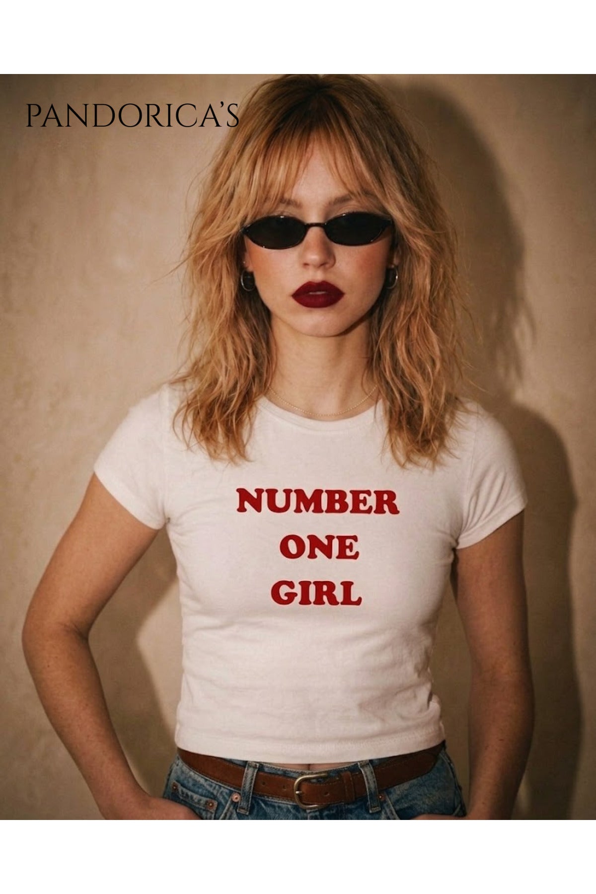 BLACKPINK Rosé "Number One Girl" Yazılı Baskılı Slim Fit Likralı Crop Tişört(Body Tee)